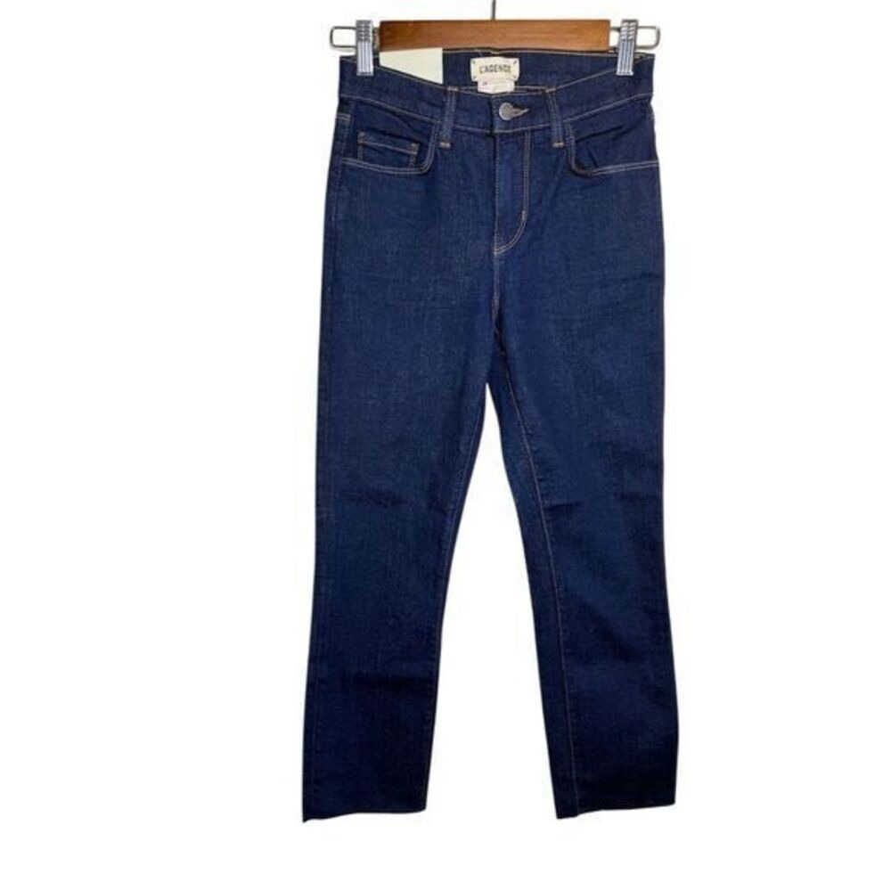 L'Agence Sada Lexington High Rise Cropped Slim Jeans Dark Women's Size 24 NWT